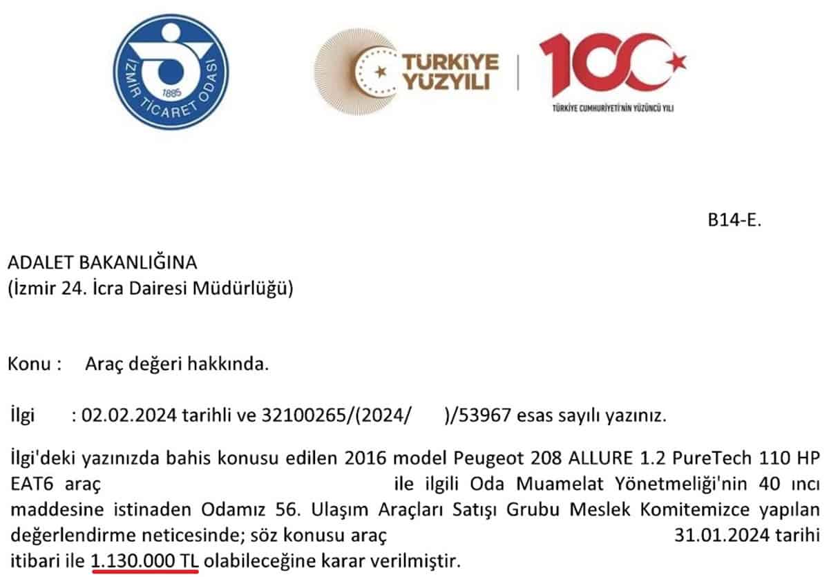 Ayıpsız mislinin değeri ticaret odası yazısı