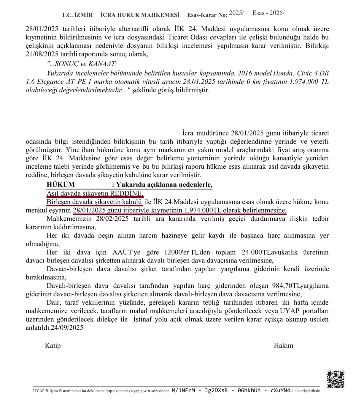 İcra Hukuk Mahkemesi kıymet takdiri kararı