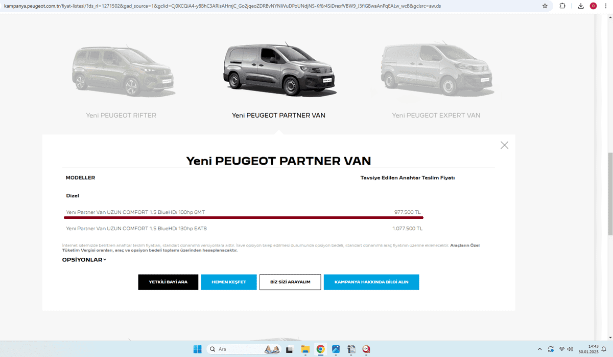 Aracın sıfır kilometre değeri